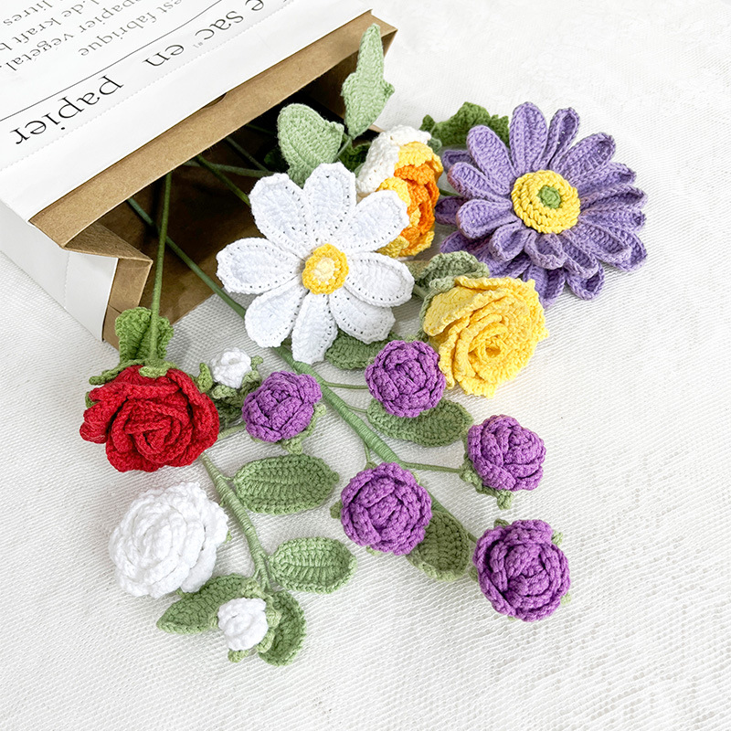 Hand-crocheted artificial lotus and peony bouquets, home desktop ornaments, preserved flowers, woven flower finished products wholesale Application Scenario