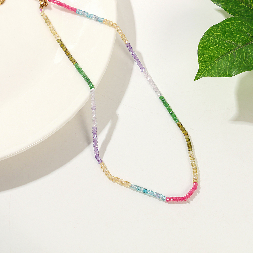 Yunyi Shijia Square Sugar Zircon Necklace, colorful multi-bar jewelry Factory Direct Sales and wholesale in stock pic 12