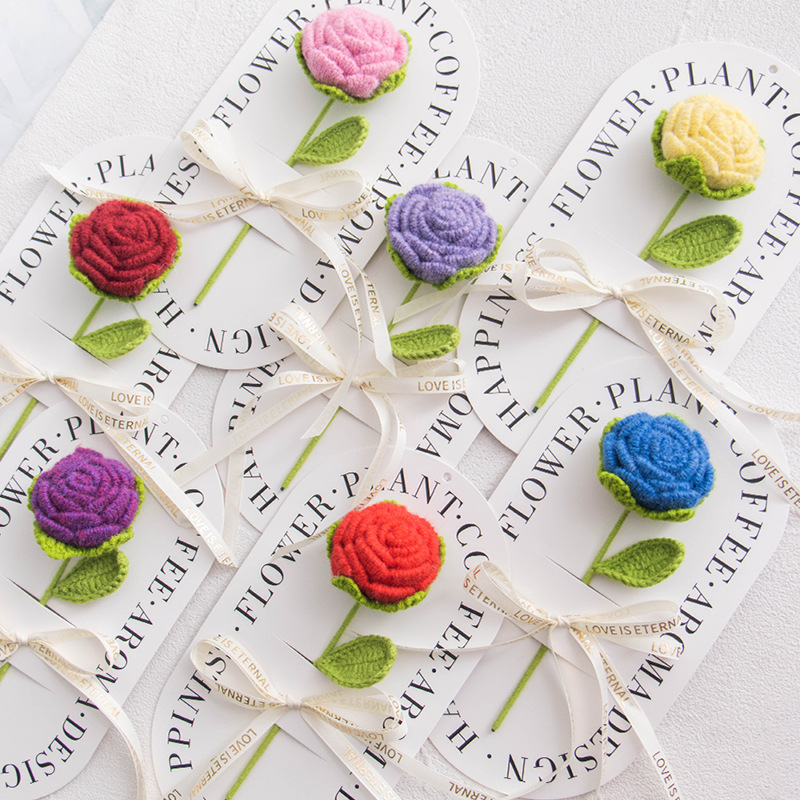 Hand-woven Mother's Day imitation rose gift, knitted tulip bouquet, best friend gift Specification image