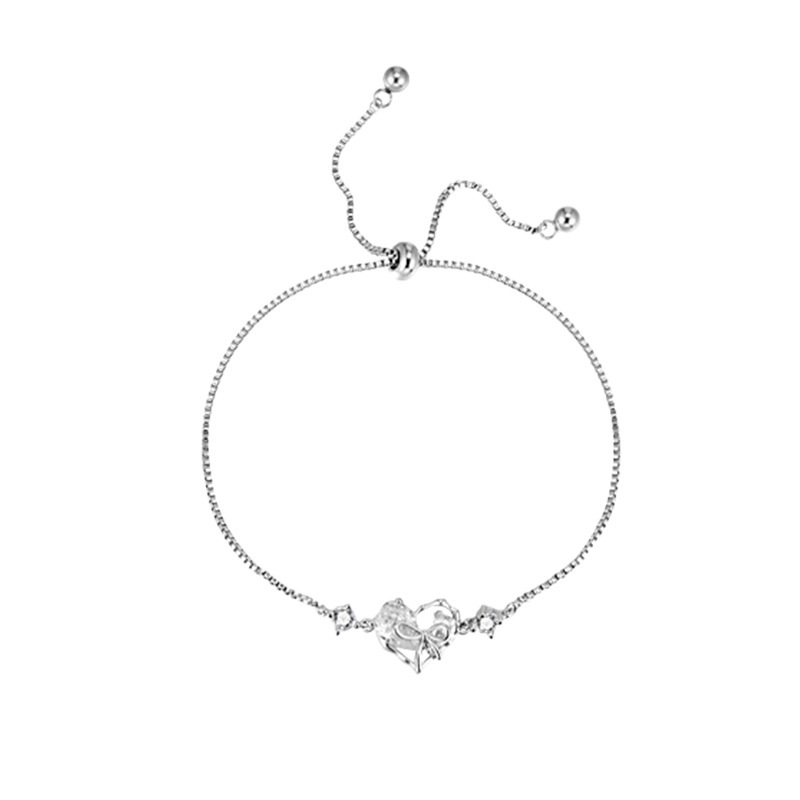 Wholesale of 2024 new asymmetrical diamond-encrusted heart-shaped bracelet for women, a fashionable, niche and high-end pull handle bracelet Item Picture