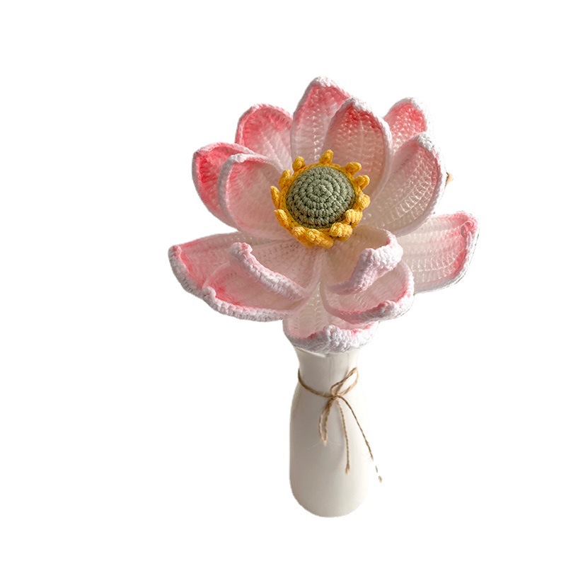 Hand-crocheted artificial lotus and peony bouquets, home desktop ornaments, preserved flowers, woven flower finished products wholesale Item Picture