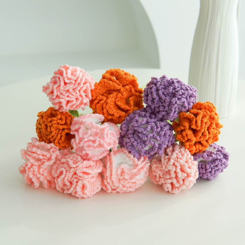 Hand-woven woolen products, artificial bouquets of preserved flowers and carnations, creative gifts for Mother's Day Application Scenario
