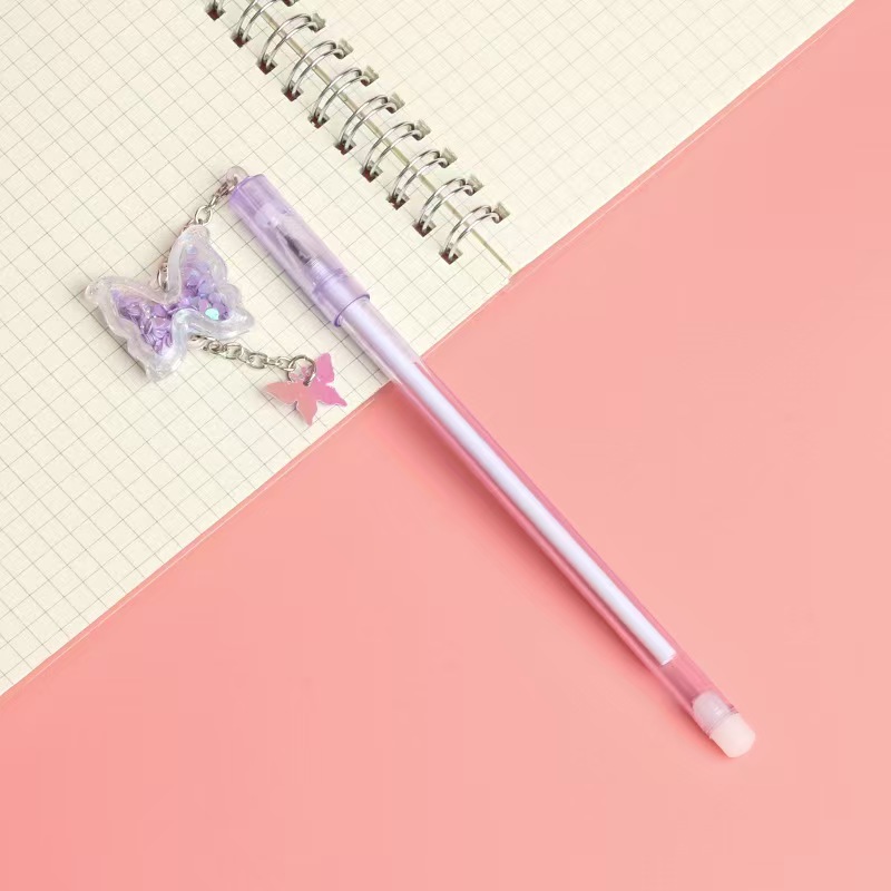 Creative girl heart butterfly sequined pendant gel pen, fresh and cute student exam signature pen pendant water pen Application Scenario