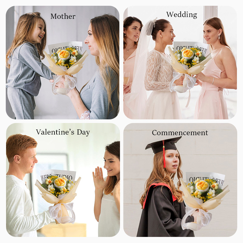 Cross-border best-selling handcrafted crocheted carnations, knitted woolen flowers, rose gift boxes, Mother's Day finished flower bouquets Application Scenario
