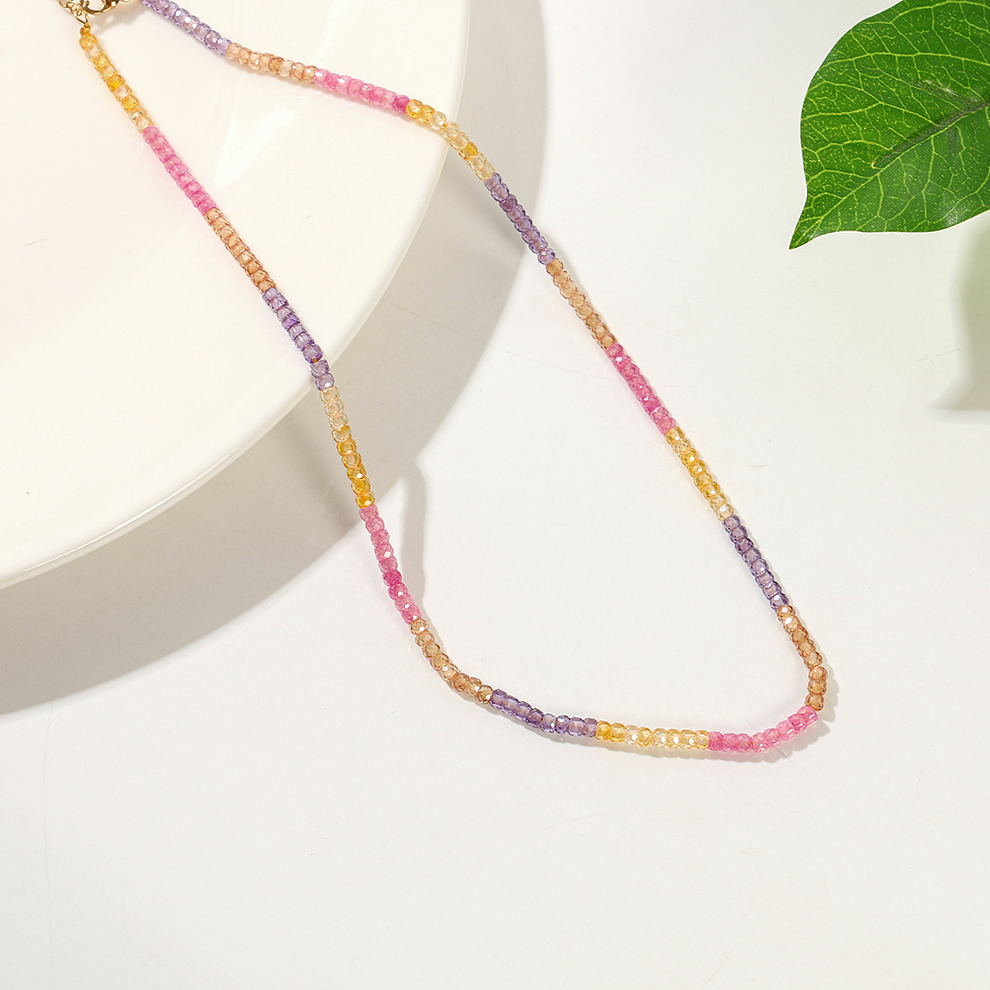 Yunyi Shijia Square Sugar Zircon Necklace, colorful multi-bar jewelry Factory Direct Sales and wholesale in stock pic 7