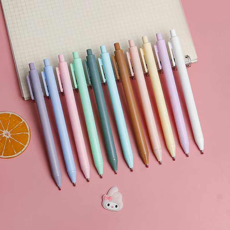 Macaron simple press gel pen, student exam pen, business office signature pen, 0.5 bullet black gel pen