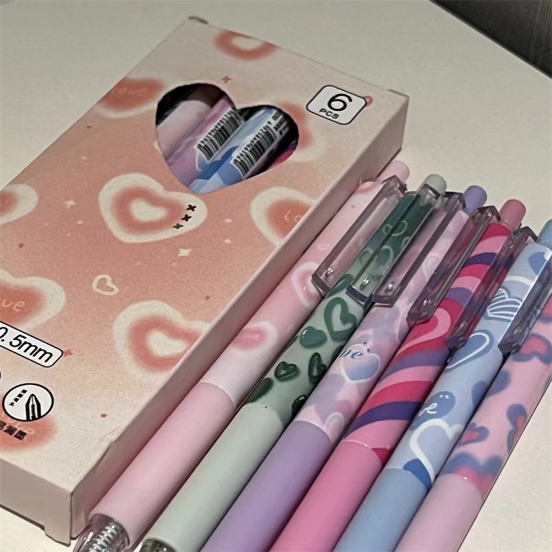 Fresh and heart-shaped gel pens, high appearance level, simple and girlish heart, press pen st head, student exam black pen and gel pen wholesale Application Scenario
