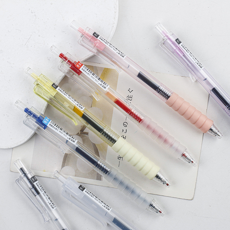 Morandi Japanese soft-grip ST press gel pen, simple ins quick-drying carbon pen, student exam practice gel pen Specification image