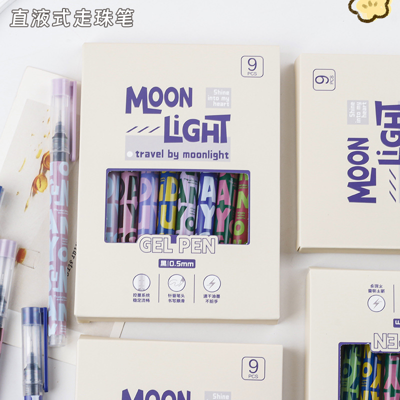 Cross-border bestseller American retro direct liquid quick-drying ballpoint pen, ins high appearance level student exam practice pen black pen