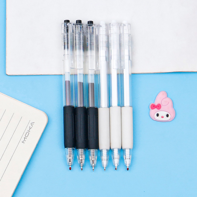 Creative and simple practice pen, press the gel pen with white and black rods, student press the water pen, office 0.5mm signature pen Specification image