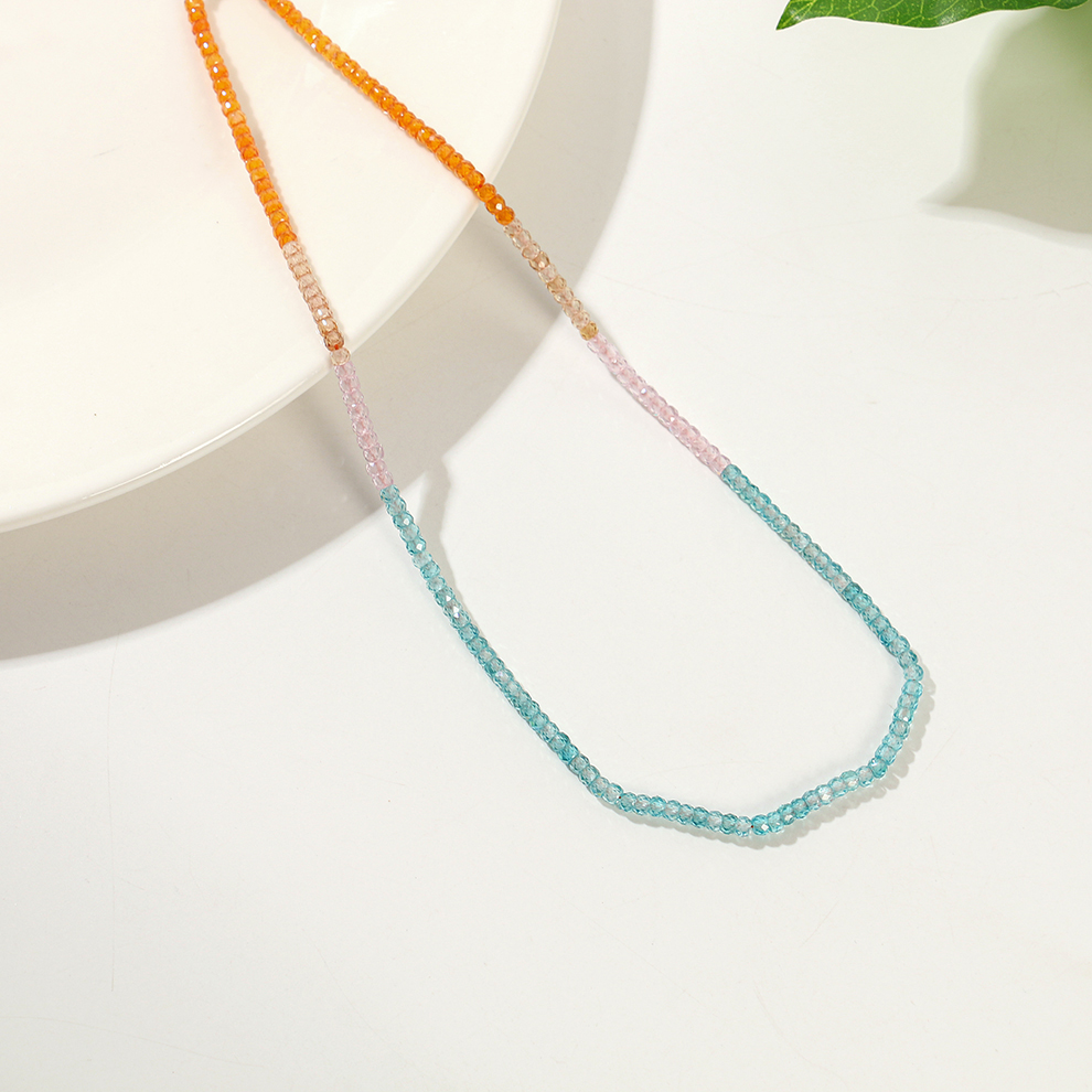 Yunyi Shijia Square Sugar Zircon Necklace, colorful multi-bar jewelry Factory Direct Sales and wholesale in stock Specification image