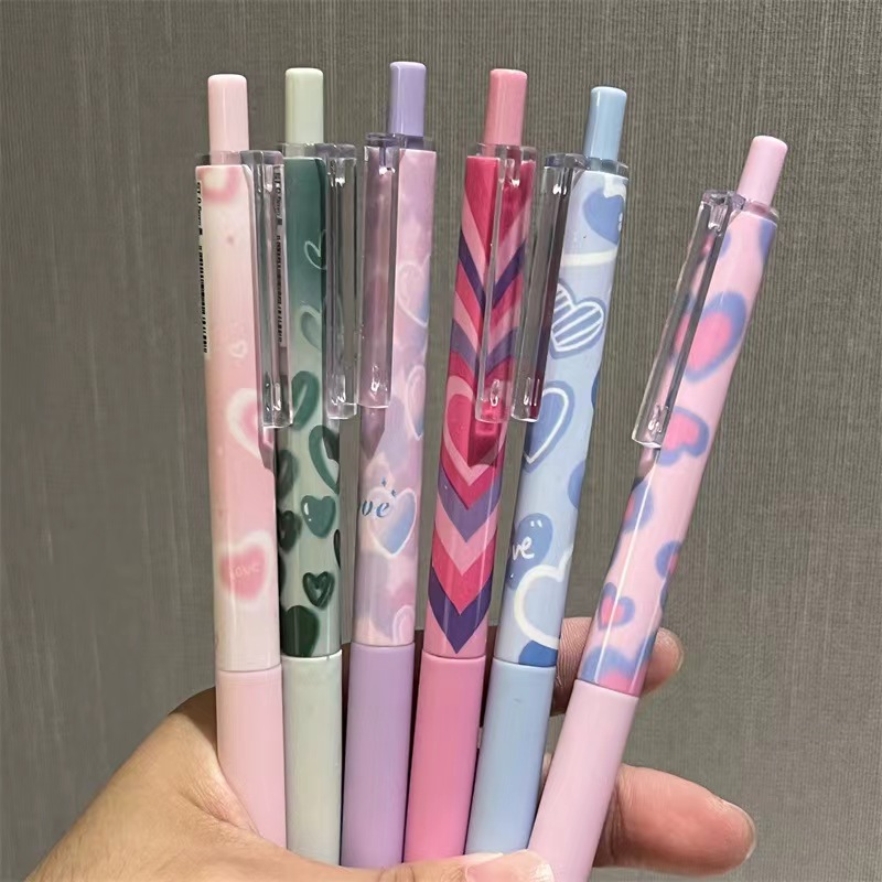 Fresh and heart-shaped gel pens, high appearance level, simple and girlish heart, press pen st head, student exam black pen and gel pen wholesale details Picture