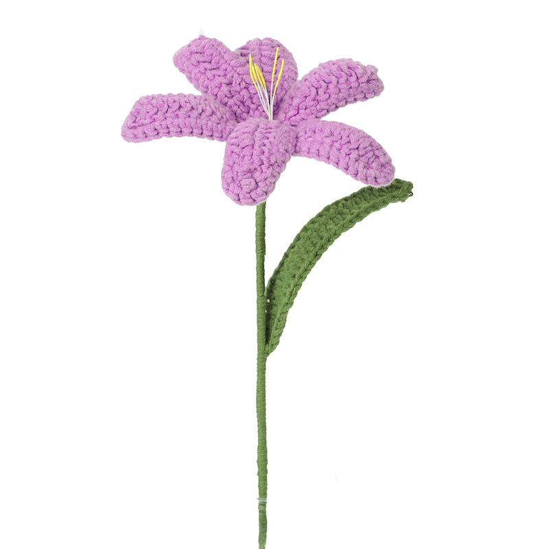 Crocheted tulip simulation flowers, finished woven flowers, table decorations, festival gifts for couples and best friends, bouquets of flowers Item Picture