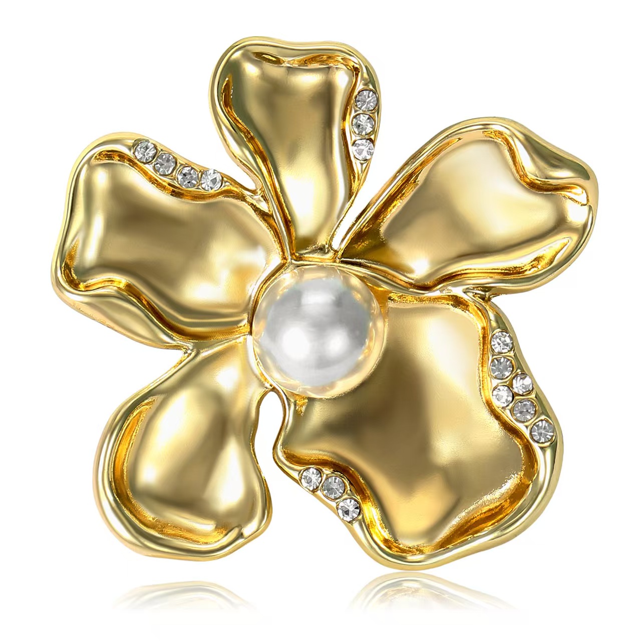 Personalized cross-border, eco-friendly, smooth floral and diamond-encrusted brooch, novel women's clothing brooch accessory pin details Picture