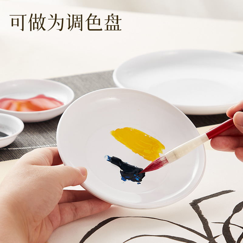 Wholesale of multi-functional white imitation porcelain anti-drop student painting discs with anti-porcelain ink discs and anti-porcelain ink butterfly traditional Chinese painting pigments Specification image
