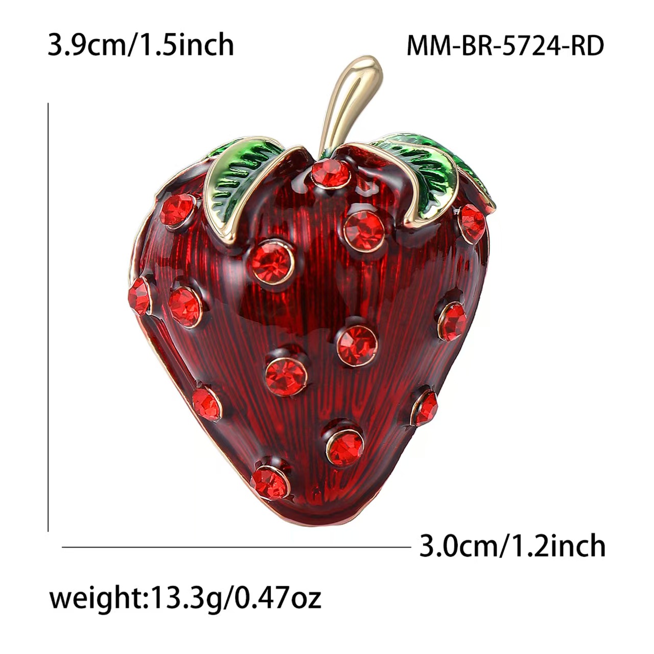 New creative and fashionable oil and water diamond strawberry brooch, exquisite and versatile women's suit cardigan brooch accessory details Picture