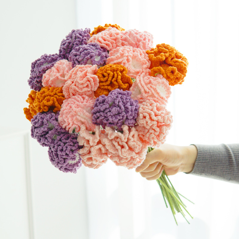 Hand-woven woolen products, artificial bouquets of preserved flowers and carnations, creative gifts for Mother's Day details Picture