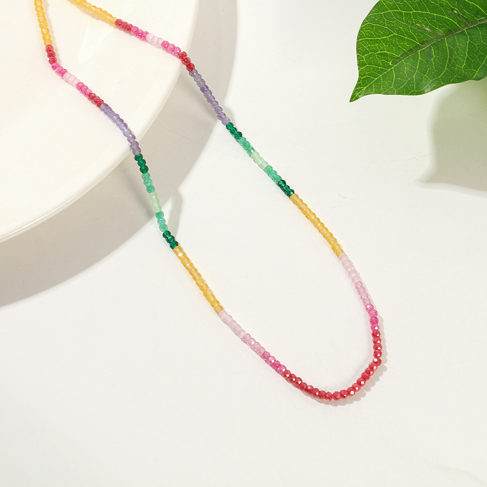 Yunyi Shijia Square Sugar Zircon Necklace, colorful multi-bar jewelry Factory Direct Sales and wholesale in stock pic 10