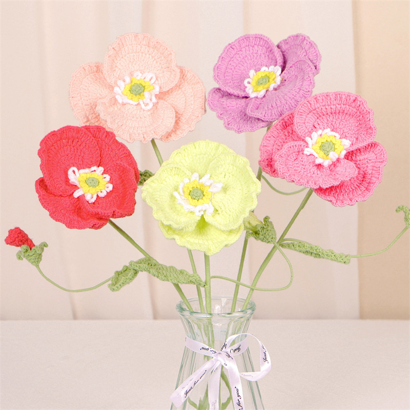 New hand-knitted large bouquet of wool micro-hook artificial flower desktop decoration artificial flower finished product hand-knitted flower Application Scenario