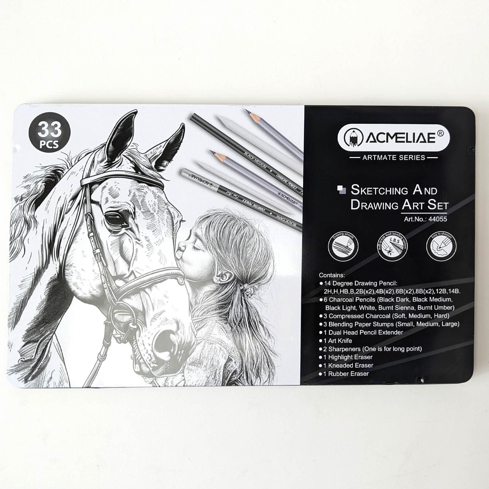 ACMELIAE 33 PCS Drawing Art Set/ Tin Case details Picture
