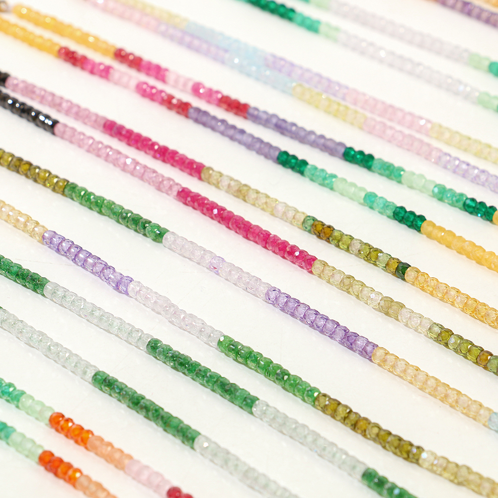 Yunyi Shijia Square Sugar Zircon Necklace, colorful multi-bar jewelry Factory Direct Sales and wholesale in stock pic 2