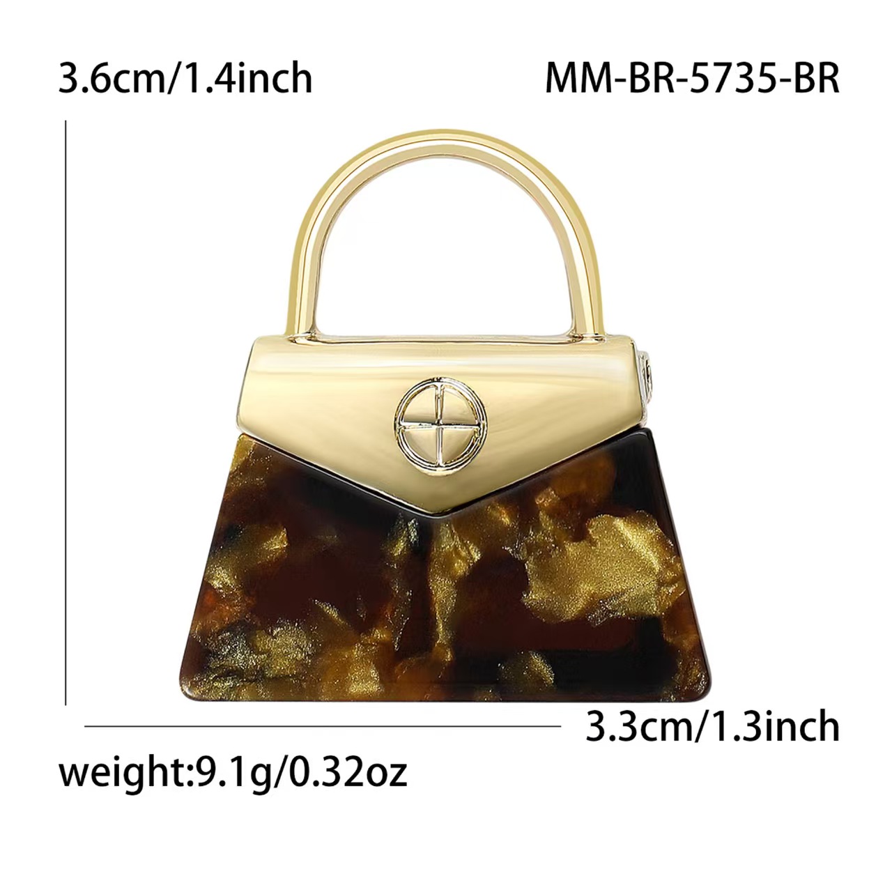 The new fashionable and creative acrylic handbag brooch is exquisite, simple and trendy. It is a versatile accessory for clothing