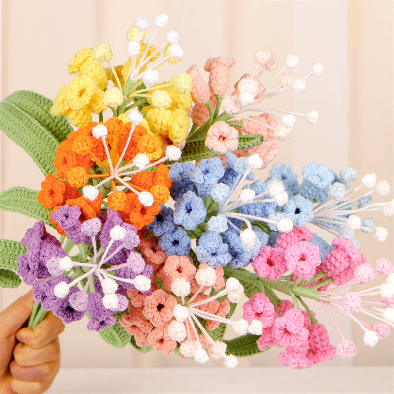 New hand-knitted large bouquet of wool micro-hook artificial flower desktop decoration artificial flower finished product hand-knitted flower details Picture