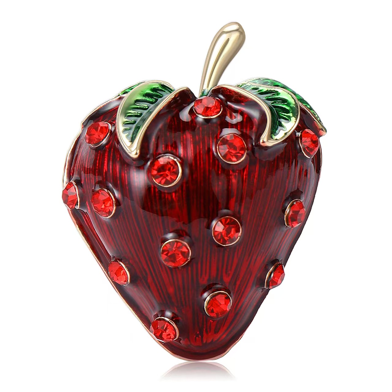 New creative and fashionable oil and water diamond strawberry brooch, exquisite and versatile women's suit cardigan brooch accessory Item Picture