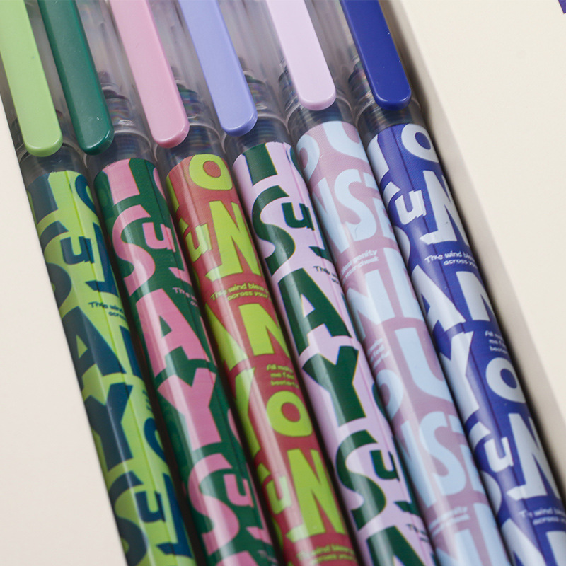 Cross-border bestseller American retro direct liquid quick-drying ballpoint pen, ins high appearance level student exam practice pen black pen Specification image