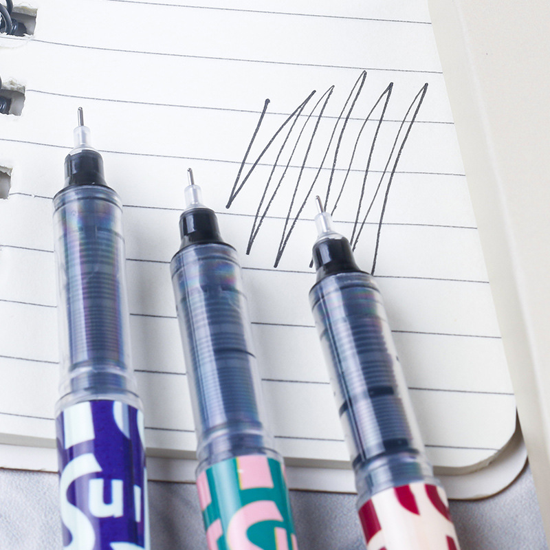 American retro large-capacity direct liquid ballpoint pen for signature and problem-solving, black 0.5mm carbon pen factory direct sales Application Scenario