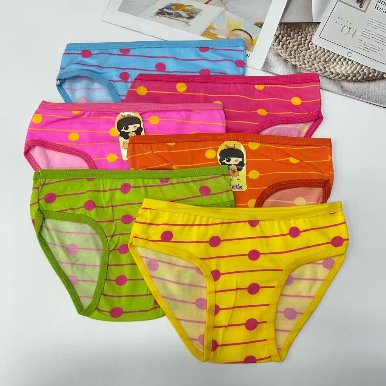 DD-517# Export Middle East and Africa Underwear, Women's briefs, children's clothing, Girls' polt-dot striped underwear, hemmed underwear, women's QNI Item Picture