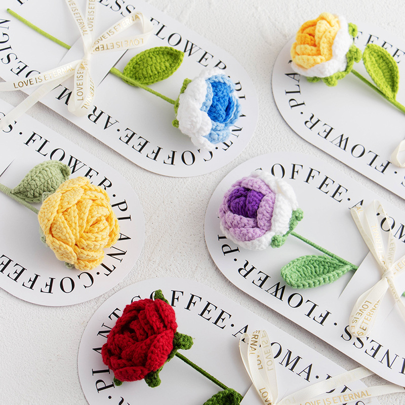 Hand-woven Mother's Day imitation rose gift, knitted tulip bouquet, best friend gift details Picture