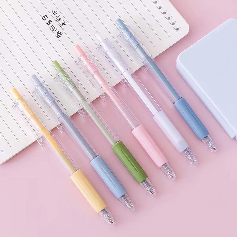 Korean girl heart Press gel pen, 0.5 signature pen for students, Morandi color series black water-based pen stationery Specification image