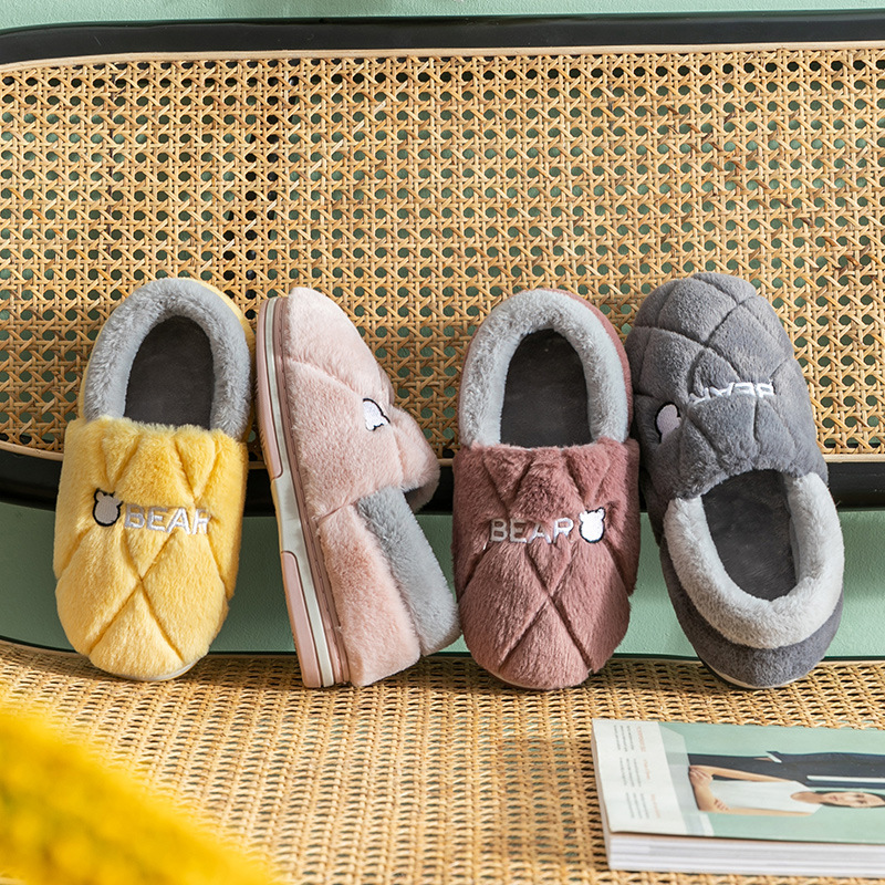 Men's cotton slippers winter bags and indoor home furnishing men's warm fleece home woolen cotton shoes for women to wear outside in winter Specification image