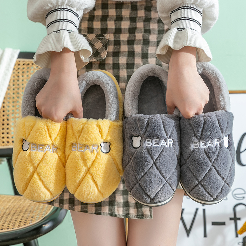 Men's cotton slippers winter bags and indoor home furnishing men's warm fleece home woolen cotton shoes for women to wear outside in winter details Picture