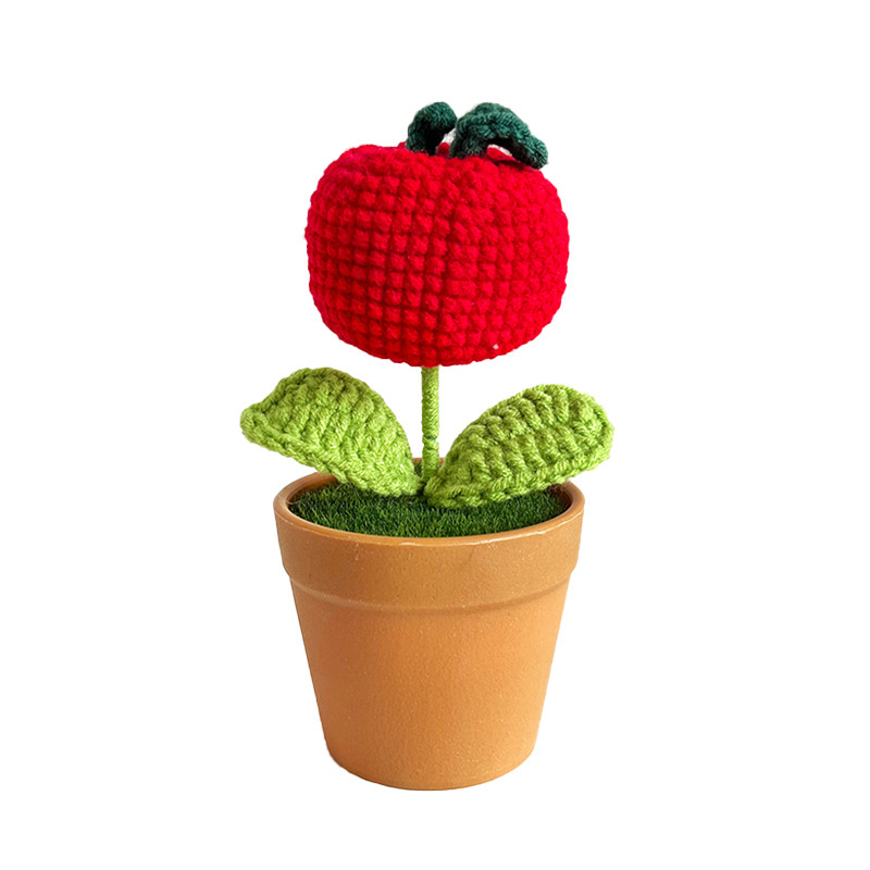 Handmade crocheted wool flower products, sunflower potted plant ornaments, woven flowers, Teachers' Day potted small gifts, artificial flowers Item Picture