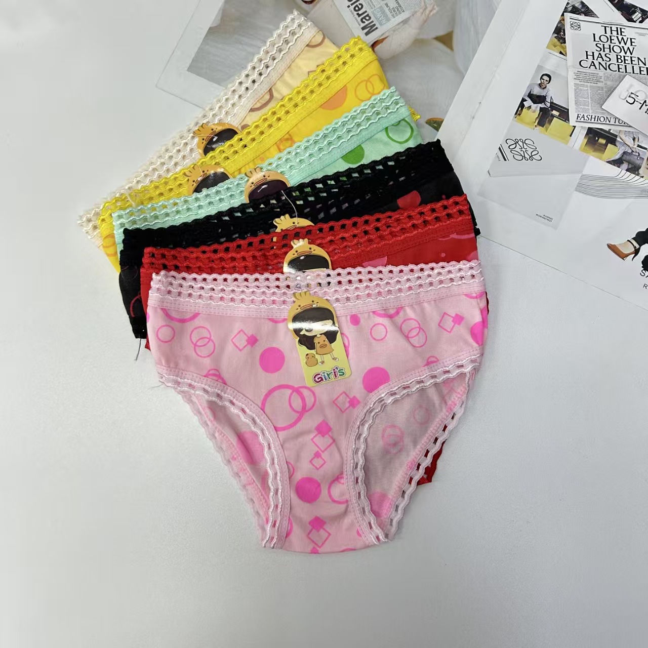 DD-8647# Export Underwear for children's wear, colorful irregular printed children's underwear, comfortable breathable underwear for women, QNI Specification drawing
