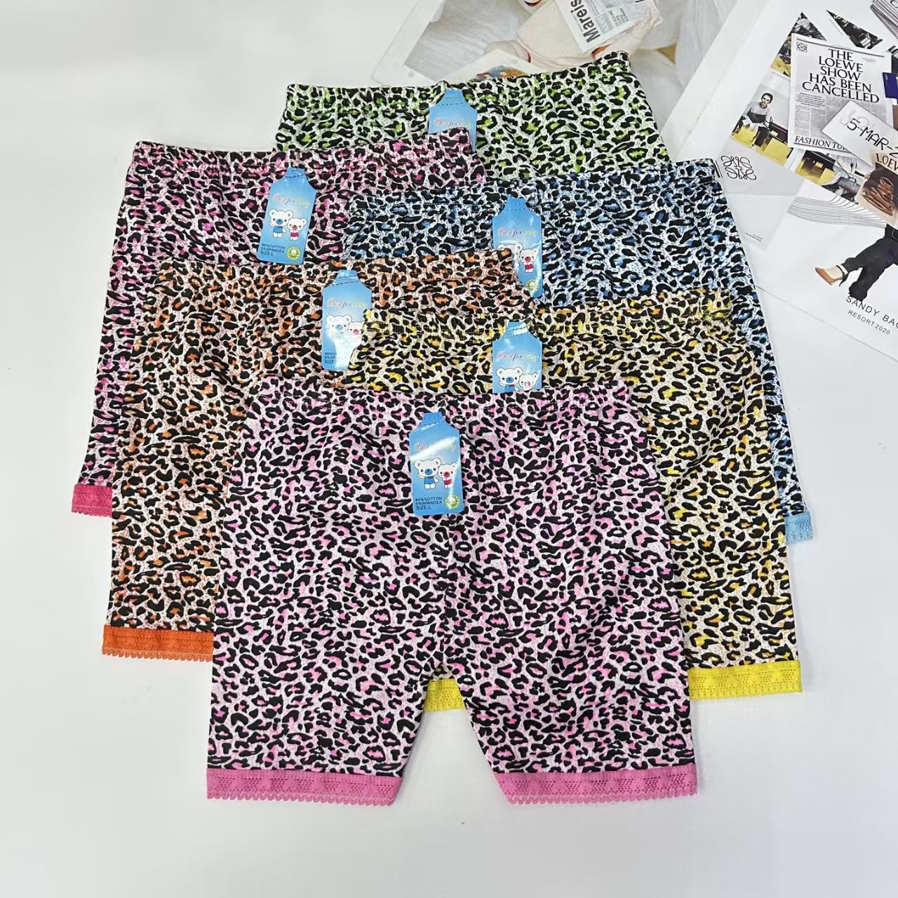 DD-562# Export Middle East and Africa Underwear Women's Leggings Children's Wear Girls' color-blocking leopard Print Leggings Underwear Women QNI Item Picture