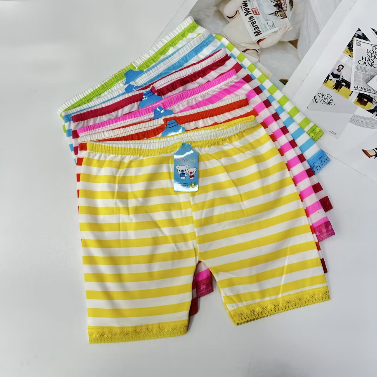 DD-302# Export Middle East and Africa Underwear Women's Leggings Children's Clothing Girls' color-blocking striped Printed Leggings Underwear Women QNI Specification drawing