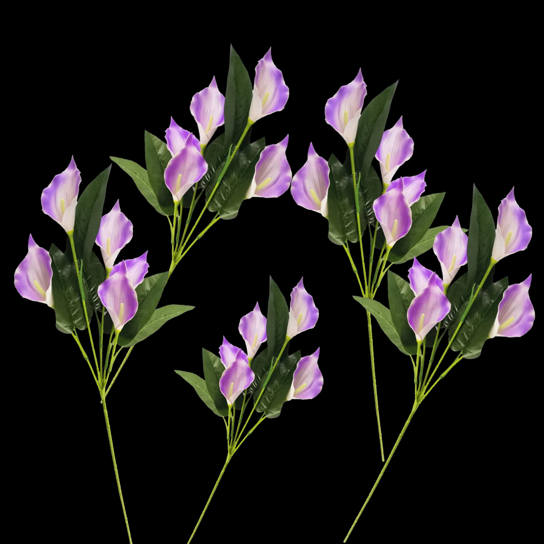 Purple artificial flower branches, calla lily flower and leaf bundles, stone-patterned paper packaging paper, grid packaging paper, sacrificial items Application Scenario