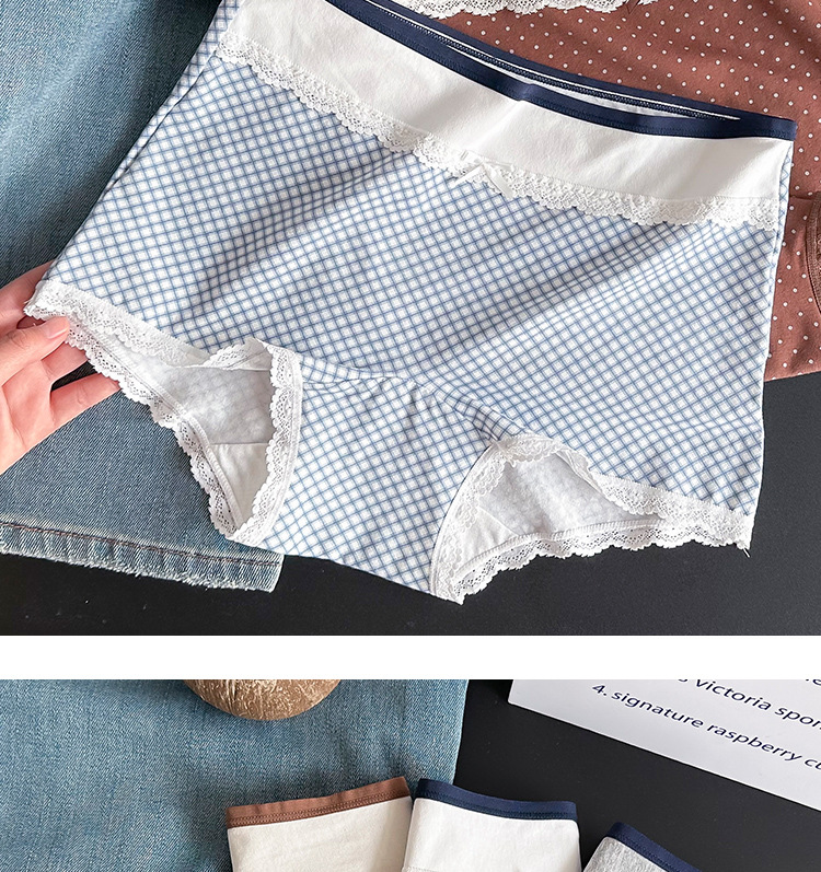 Seamless, comfortable, color-blocking, flat-angle pure cotton pants for women, antibacterial, extended bottom, non-buttock squeezing safety underwear pic 14