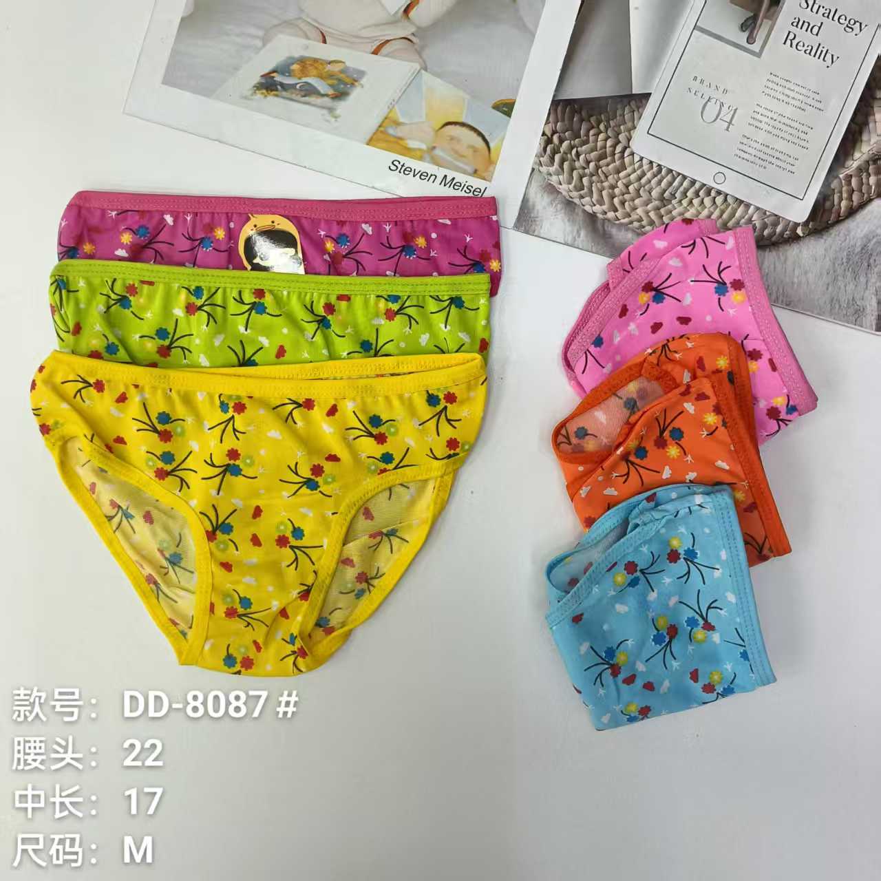 DD-8087# Export Underwear for Children, children's Colorful plant Printed Underwear, Comfortable and breathable underwear for women, QNI full figure