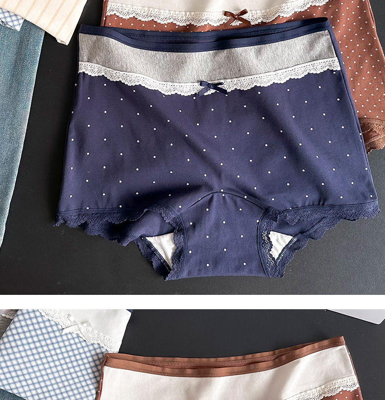 Seamless, comfortable, color-blocking, flat-angle pure cotton pants for women, antibacterial, extended bottom, non-buttock squeezing safety underwear pic 9