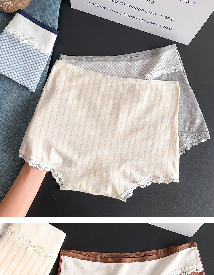 Seamless, comfortable, color-blocking, flat-angle pure cotton pants for women, antibacterial, extended bottom, non-buttock squeezing safety underwear pic 8