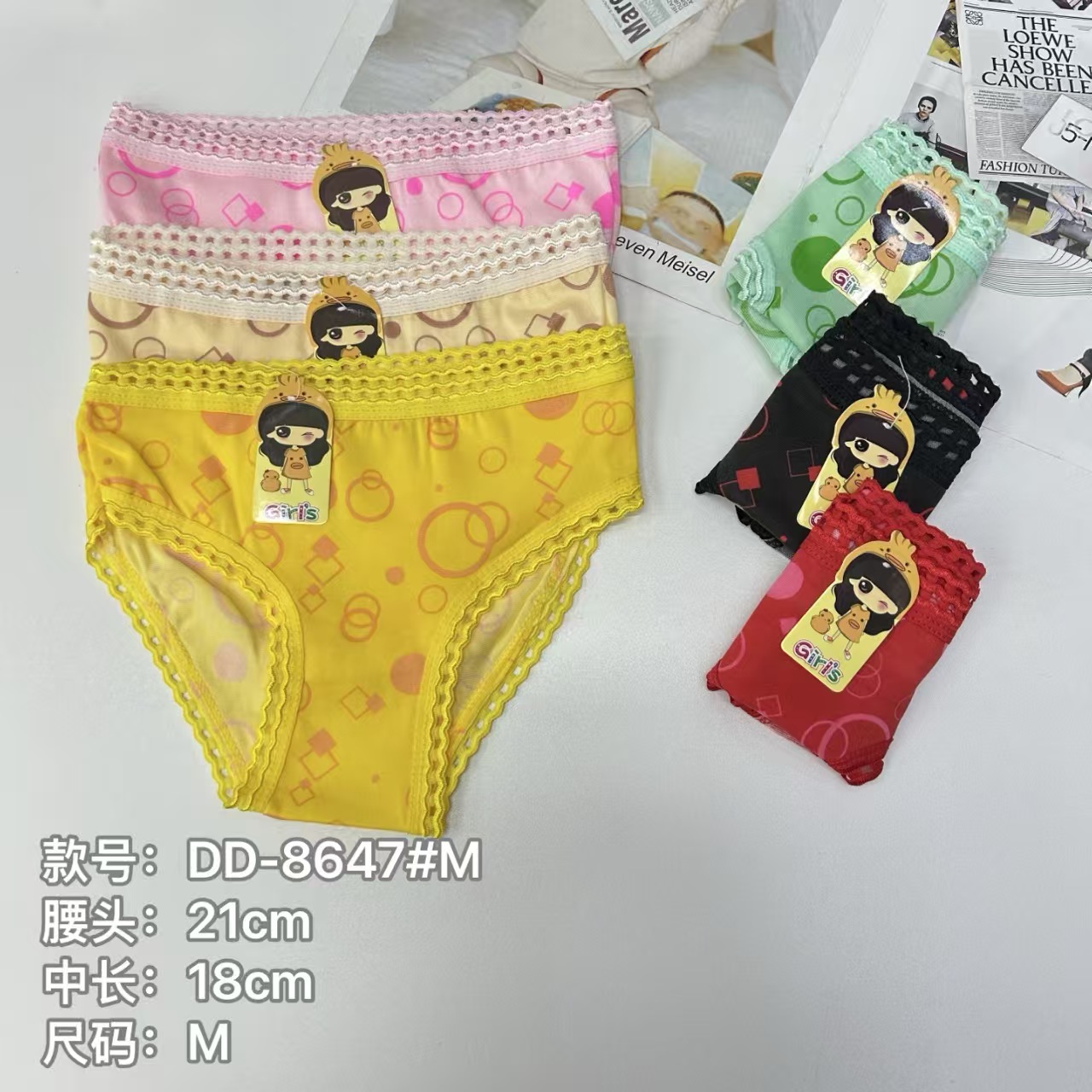 DD-8647# Export Underwear for children's wear, colorful irregular printed children's underwear, comfortable breathable underwear for women, QNI full figure
