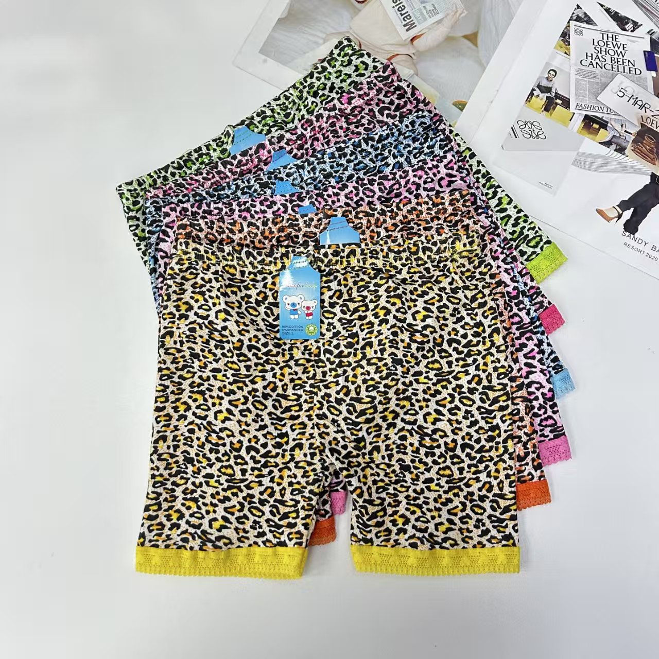 DD-562# Export Middle East and Africa Underwear Women's Leggings Children's Wear Girls' color-blocking leopard Print Leggings Underwear Women QNI Specification drawing