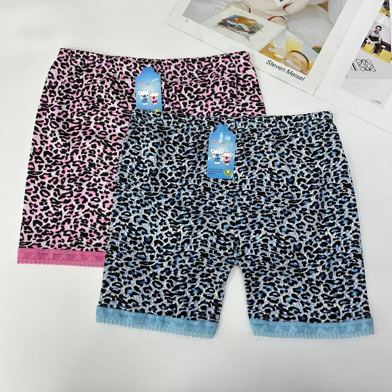 DD-562# Export Middle East and Africa Underwear Women's Leggings Children's Wear Girls' color-blocking leopard Print Leggings Underwear Women QNI details Picture