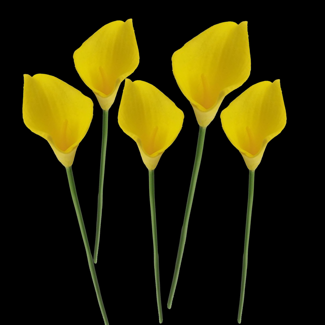 The yellow flower mini calla lily artificial flower is used as a wedding background and sacrificial item. The artificial flower is connected with thread and lace Application Scenario