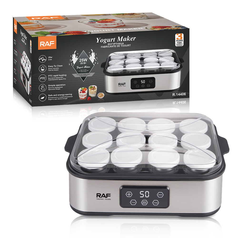 RAF European standard yogurt maker, homemade natto rice wine fermenter, household small fully automatic one-button operation, 12 cups Item Picture