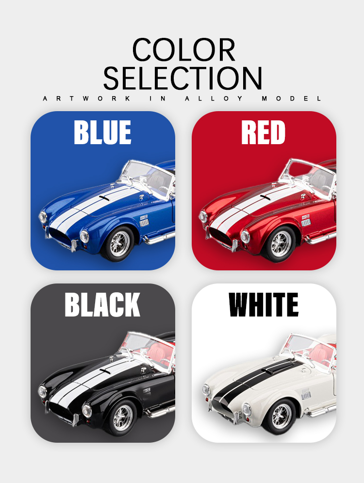 1:24辐特谢尔比眼镜蛇声光回力车玩具跑车仿真合金车模型摆件详情7